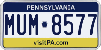 PA license plate MUM8577
