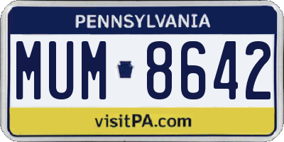 PA license plate MUM8642