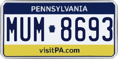 PA license plate MUM8693