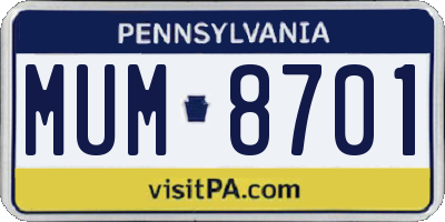 PA license plate MUM8701