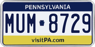 PA license plate MUM8729