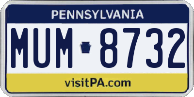 PA license plate MUM8732