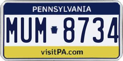 PA license plate MUM8734
