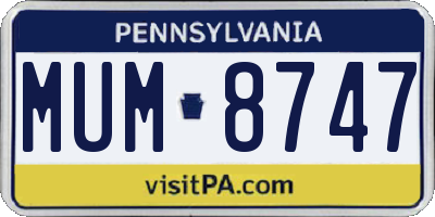 PA license plate MUM8747