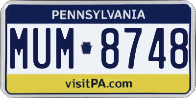 PA license plate MUM8748