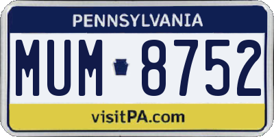 PA license plate MUM8752