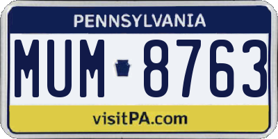 PA license plate MUM8763