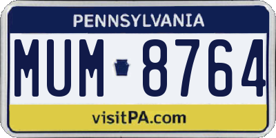 PA license plate MUM8764