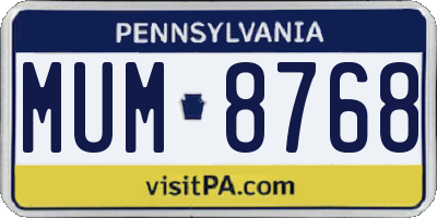PA license plate MUM8768