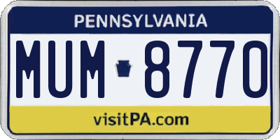 PA license plate MUM8770
