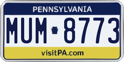 PA license plate MUM8773