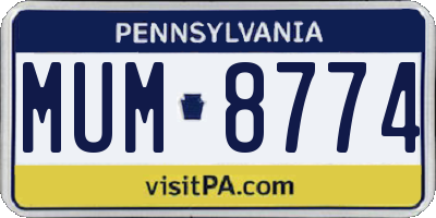 PA license plate MUM8774