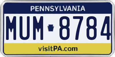 PA license plate MUM8784