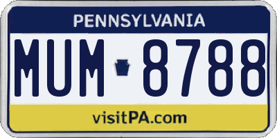 PA license plate MUM8788