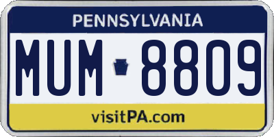 PA license plate MUM8809