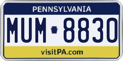 PA license plate MUM8830