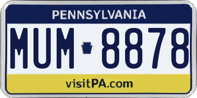 PA license plate MUM8878