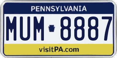 PA license plate MUM8887