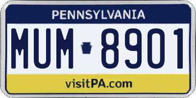 PA license plate MUM8901
