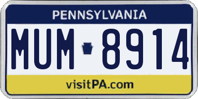 PA license plate MUM8914