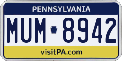 PA license plate MUM8942