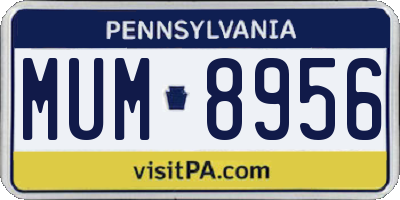 PA license plate MUM8956