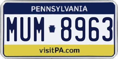 PA license plate MUM8963