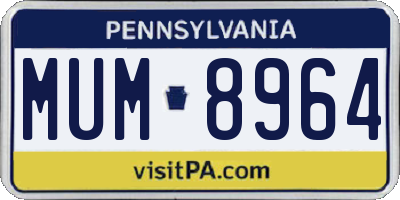 PA license plate MUM8964
