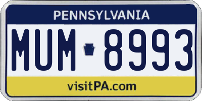 PA license plate MUM8993