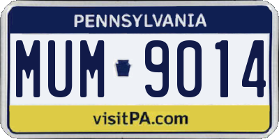 PA license plate MUM9014