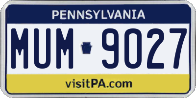 PA license plate MUM9027