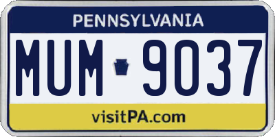 PA license plate MUM9037