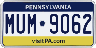 PA license plate MUM9062