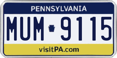 PA license plate MUM9115