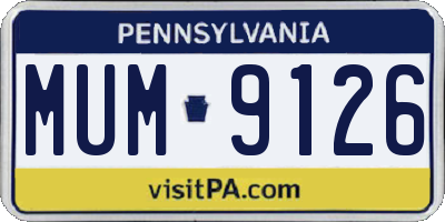 PA license plate MUM9126