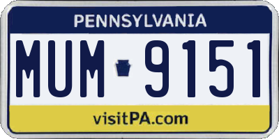 PA license plate MUM9151