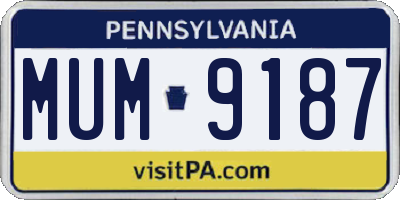 PA license plate MUM9187
