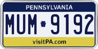 PA license plate MUM9192