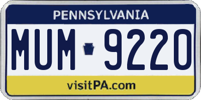 PA license plate MUM9220