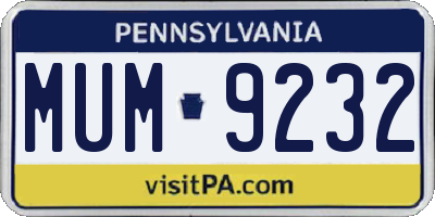 PA license plate MUM9232