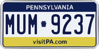 PA license plate MUM9237