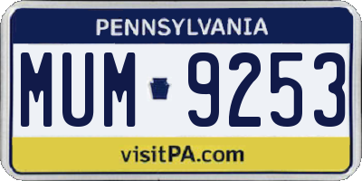 PA license plate MUM9253