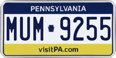 PA license plate MUM9255