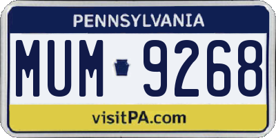 PA license plate MUM9268