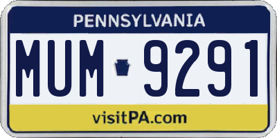 PA license plate MUM9291