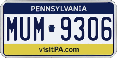 PA license plate MUM9306