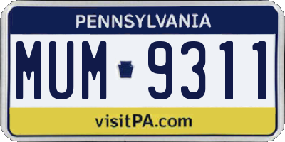PA license plate MUM9311
