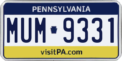 PA license plate MUM9331