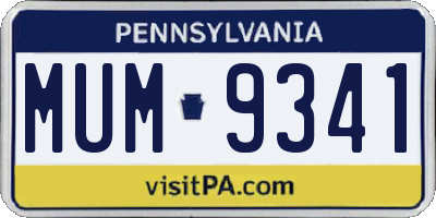 PA license plate MUM9341