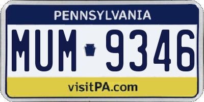 PA license plate MUM9346